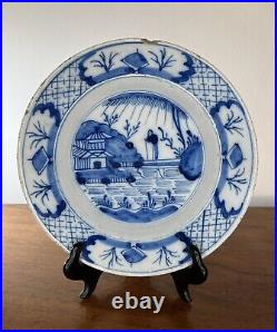 18th Century Blue & White Delft Plate 23cm