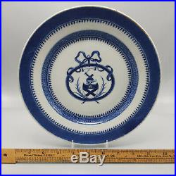 18th Century Chinese Export Blue & White Armorial Plate Bruce