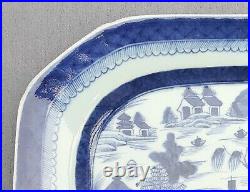 18th Century Chinese Export Blue & White Dish Qianlong Octagonal Dish