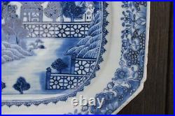 18th Century Chinese Export Blue & White Dish Qianlong Octagonal dish