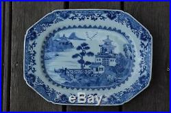 18th Century Chinese Export Blue & White Dish Qianlong Octagonal dish #2