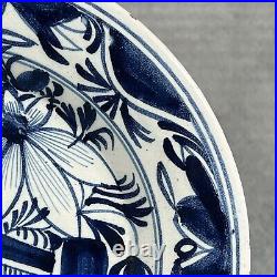 18th Century Delft Delftware 23.6cm Blue & White Tin Glazed Earthenware Plate