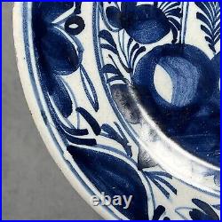 18th Century Delft Delftware 23.6cm Blue & White Tin Glazed Earthenware Plate