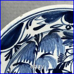 18th Century Delft Delftware 23.6cm Blue & White Tin Glazed Earthenware Plate