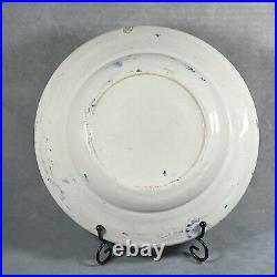 18th Century Delft Delftware 23.6cm Blue & White Tin Glazed Earthenware Plate