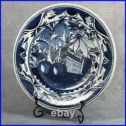 18th Century Delft Delftware 23.6cm Blue & White Tin Glazed Earthenware Plate