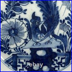 18th Century Delft Delftware 23cm Blue & White Tin Glazed Earthenware Plate