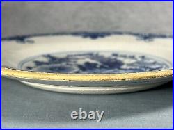 18th Century Delft Delftware 23cm Blue & White Tin Glazed Earthenware Plate