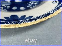 18th Century Delft Delftware 23cm Blue & White Tin Glazed Earthenware Plate