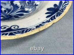 18th Century Delft Delftware 23cm Blue & White Tin Glazed Earthenware Plate