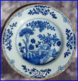 18th Century Dutch Delft Blue & White Porceleyne Bijl Chinoiserie Pottery Plate