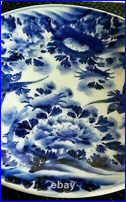 18th EARLY 19th C ANTIQUE CHINESE BLUE & WHITE PHOENIX BIRDS CHARGER