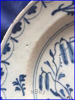 18th c Bristol Or London Rooster Plate 1740-50 Blue & White Delft