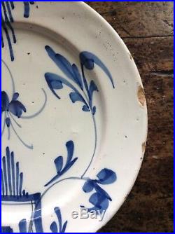 18th c Bristol blue &. White delft Plate 22cm
