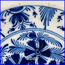 18thc Antique Delft Plate 23cm Hand Painted Dutch Netherlands Rare Pottery c1740
