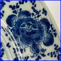 18thc Antique Early Delftware Charger Plate Delft Blue & White Pottery Signed