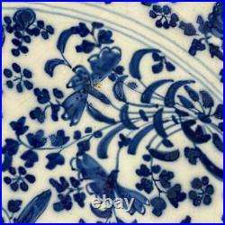 18thc Antique Early Delftware Charger Plate Delft Blue & White Pottery Signed