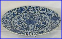 18thc Antique Early Delftware Charger Plate Delft Blue & White Pottery Signed