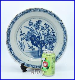 18thc English Delft Charger Plate Blue & White Plate Earthenware Faience 121/4