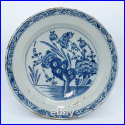 18thc English Delft Charger Plate Blue & White Plate Earthenware Faience 121/4