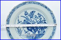 18thc English Delft Charger Plate Blue & White Plate Earthenware Faience 121/4