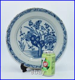 18thc English Delft Charger Plate Blue & White Plate Earthenware Faience 121/4