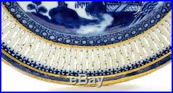 1900's Chinese Export Gilt Blue & White Porcelain Pierce Nanking Plate Platter