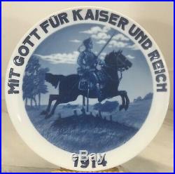 1914 German Rosenthal Blue & White Porcelain Plate Military WWI Kaiser