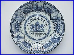 1928 Amsterdam Olympic Delft plate IX Olympiade Blue and White