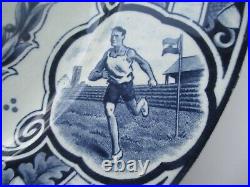 1928 Amsterdam Olympic Delft plate IX Olympiade Blue and White