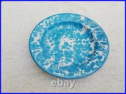 1930 Vintage Old 3 Pcs Blue White Green Shade Design Enamel Painted Plate IE48