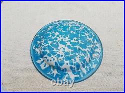 1930 Vintage Old 3 Pcs Blue White Green Shade Design Enamel Painted Plate IE48