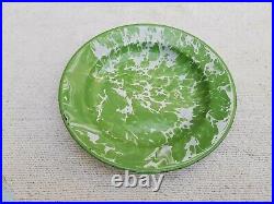 1930 Vintage Old 3 Pcs Blue White Green Shade Design Enamel Painted Plate IE48