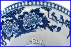 1930's Chinese Blue & White Porcelain Stem Plate Bowl Dish Compote Calligraphy