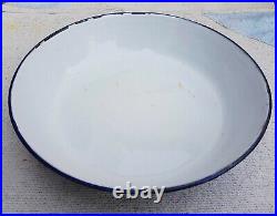 1930s Vintage Blue & White Design Enamel Plate Kitchenware Collectables IE46