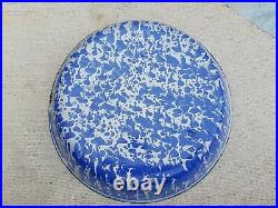 1930s Vintage Blue & White Design Enamel Plate Kitchenware Collectables IE46