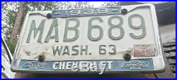 1939 CHEVROLET Chrome Metal License Plate Frame Blue White Sacramento Calif USA
