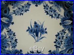 1945 Dutch Delft Blue White Charger Plate Dish Porceleyne Fles 13 1/2 Inch 34 CM