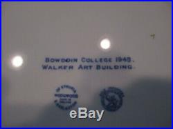 1948 Bowdoin College Wedgwood Set 6 Dinner Plates Blue & White Chapel historical