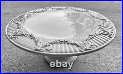 1996-2000 RARE TIFFANY & CO White Garland Footed Cake Plate Italy Blue Box WOW