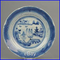 19C Chinese Porcelain Blue White Landscape Canton Plate