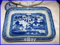 19TH Chinese Export Porcelain Blue & White Canton Porcelain TRAY PLATE SQUARE