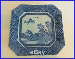 19th C. ANTIQUE JAPANESE BLUE & WHITE 12 OCTAGONAL PLATTER, MEIJI PERIOD