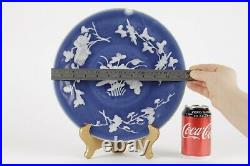 19th C Antique Chinese Plate powder Blue white slip large, 30 cm, Rare decoration