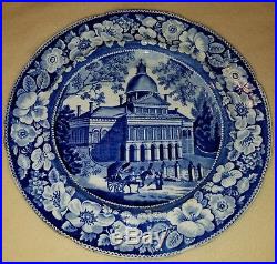 19th C. Blue & White Historical Staffordshire Boston State House Plate EW&S 10