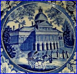 19th C. Blue & White Historical Staffordshire Boston State House Plate EW&S 10