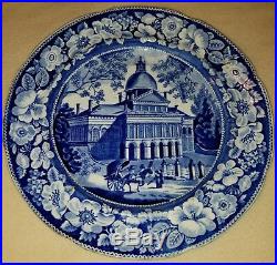 19th C. Blue & White Historical Staffordshire Boston State House Plate EW&S 10