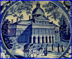 19th C. Blue & White Historical Staffordshire Boston State House Plate EW&S 10