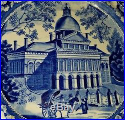 19th C. Blue & White Historical Staffordshire Boston State House Plate EW&S 10