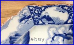 19th C. Japanese Blue & White huge CHARGER octagonal 8 sided large plate antique